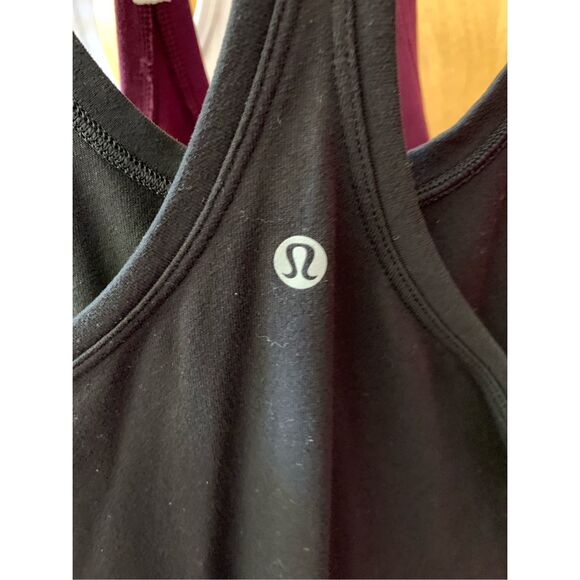 Bundle of 3 Lululemon Cool Racerback II Tank Tops in Plum, White & Black Size 8- - Picture 11 of 12